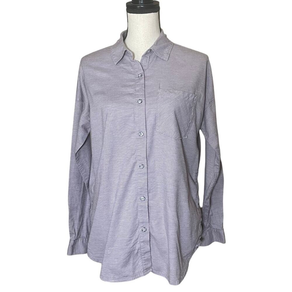 Mountain Hardwear Shirt Womens M Purple Stripe Stretch Flannel Button Up